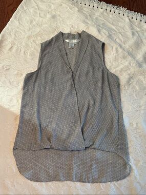 Lightweight Sleeveless Draped Front Blouse in Dove Gray